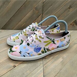 Keds x Rifle Paper Co Floral Themed Casual Sneakers Womens Size‎ 6.5 Pink Blue